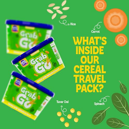 Image of BE'BE' BURP Travel pack Grab & Go - Khichdi Mix Porridge with Spanish & Carrot |Natural Food No Sugar No Salt | No Artificial Preservatives & Flavours | Baby Cereal-120gm (Pack of 4)