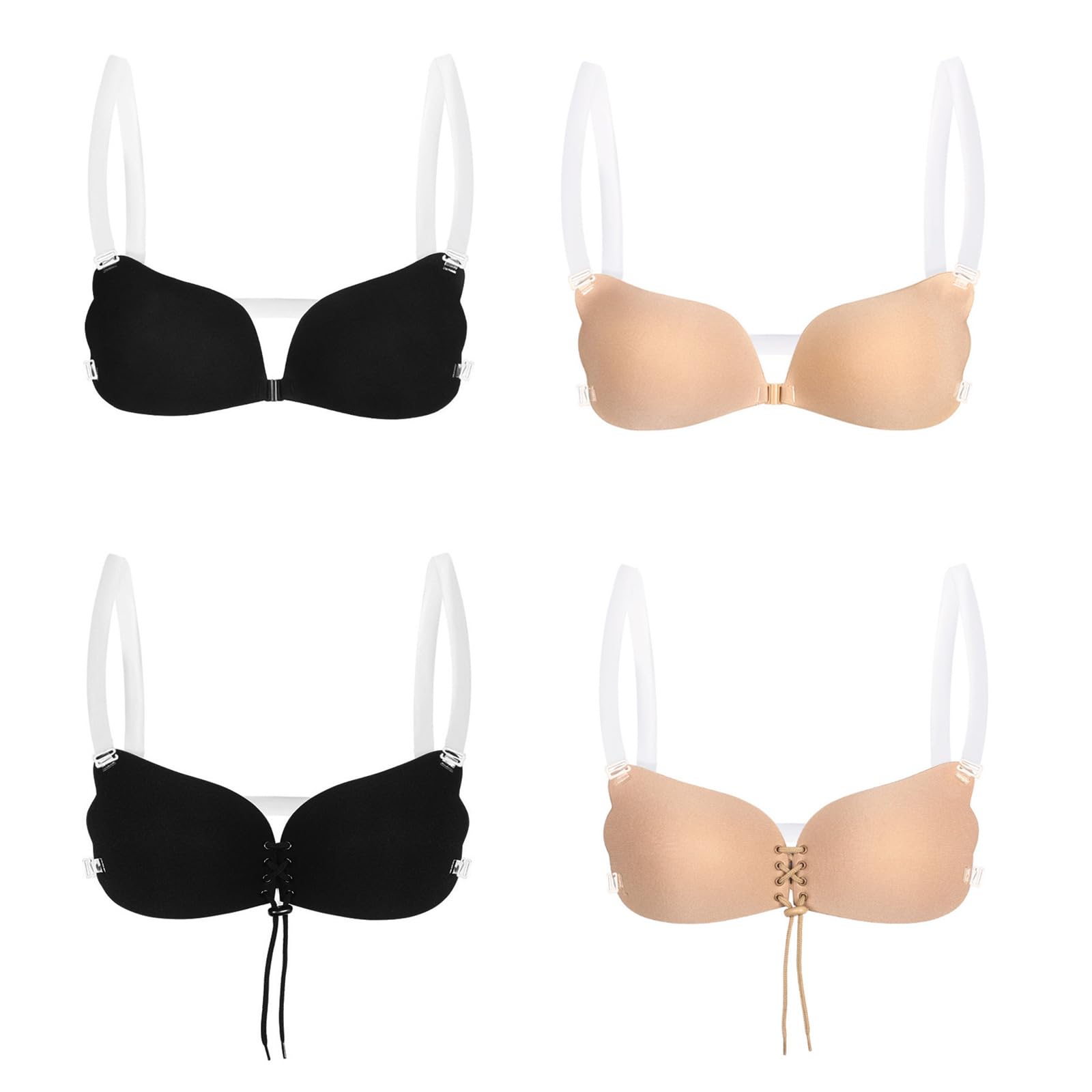 Sujetador push-up sin espalda, sin tirantes, adhesivo, reutilizable, de silicona, invisible, para mujer