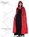 Women's Costume Cape - Full Length Velvet Hooded Cloak, Red, One Size
