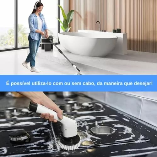 Esfregão Elétrico Giratório de Limpeza Pesada Cozinha Janela Chão Banheiro Carro 360° Multiuso MOP 9