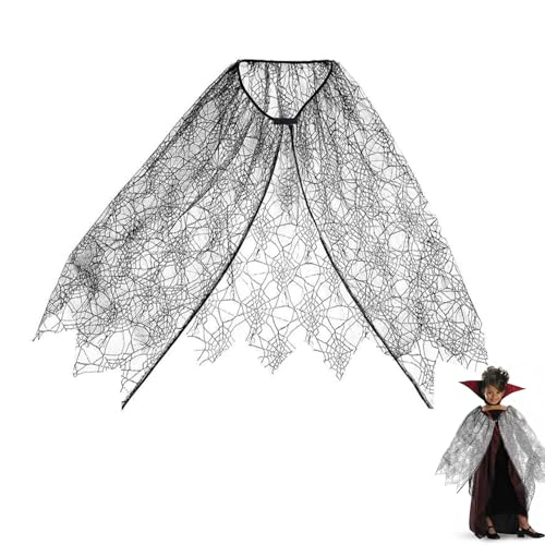 Halloween Spinnenkostüm für Kinder,Jungen Schwarzer Spinnennetz Tüll Verkleidung Kostüm,Hexe Spinne Umhang Kostuem,Spider Poncho Spinnenumhang Costume,für Karneval Kinderkostüm Spinnen Cape (88CM)
