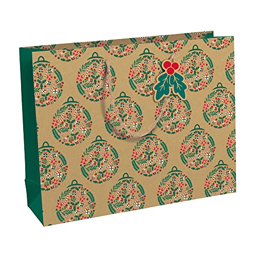 クレールフォンテーヌ 【クリスマスペーパーバッグ クラフト(100%再生紙)】 ホーリー Lサイズ(37.3×27.5×11.8cm)ミニタグ付き Clairefontaine cfX-30885-6