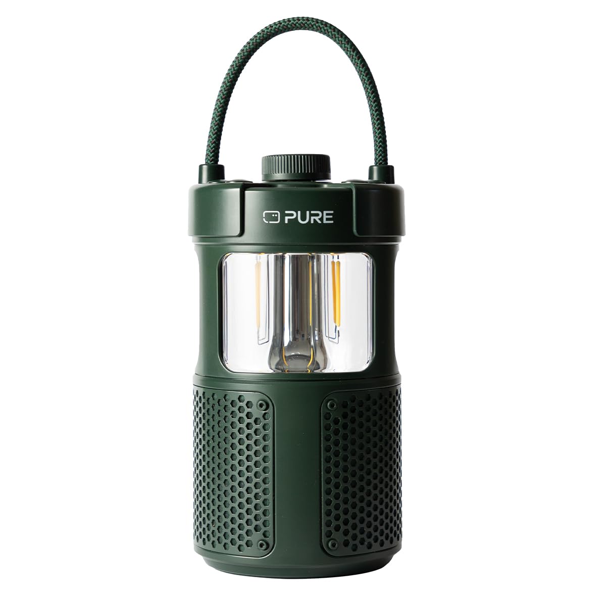 Pure Woodland Glow Altoparlante Esterno con Lampada a LED (Bluetooth 5.3, suono a 360°, IPX6, portatile, batteria da 14 ore - perfetto per giardino e campeggio) Verde