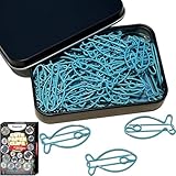Daxtril Cute Paper Clips, 50 PCS Fish Shaped Paper Clips Animal Bookmarks Clips, Assorted Colors, Fun Office Gifts for Women Men Coworkers Teachers Students Girls Boys, St. Patrick’s Day Gifts