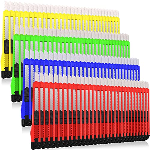 120 Utility Knife Box Cutters Utility Knife Retractable 9 mm Wide Blade with Safety Lock Compact Box Cutter Replacement for Home Office Arts Crafts Hobby