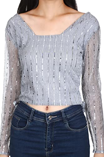 Image of Drawstring Solid Shimmer Top