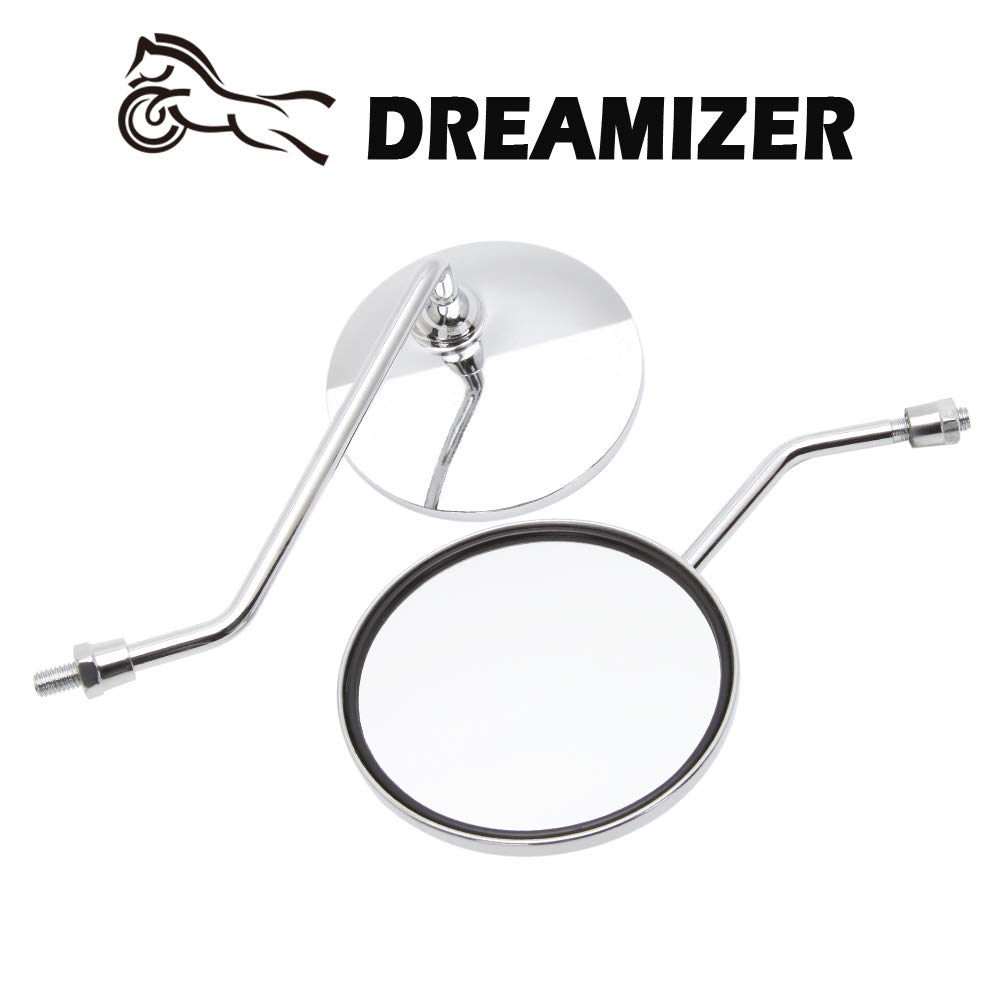 DREAMIZER 10mm Cromo Specchietti Moto, Specchietto Retrovisore Moto per Cafe Racer Shadow Rebel 250 Nighthawk VTX1300 1800 CB500 550 600 650 750 900 1000 Cruiser