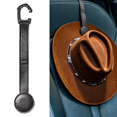 Bofiyma 2 Pack Cowboy Hat Hanger for Car, Magnetic Hat Holder for Truck, Jeep, SUV, Headrest Hook Organizer for Caps, Keys, Sunglasses, Bags (Black) (2)