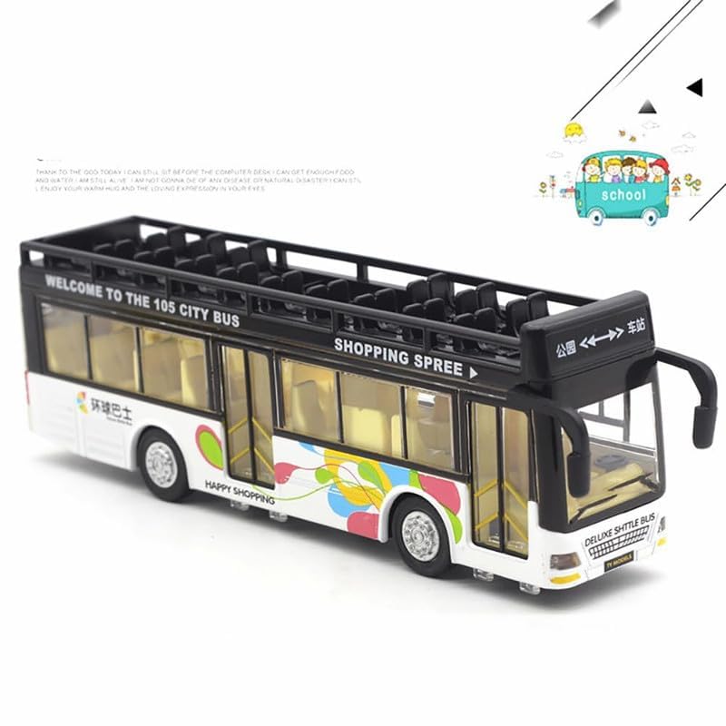 Image of DEOXY Tour Bus Toys for Kids Diecast Metal Bus Light & Music Open Door Collection Toys for Boy Kids (6019B Yellow)