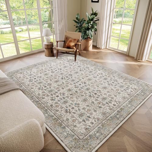 Washable 6x9 Area Rugs for Living Room, Boho Non-Slip Vintage