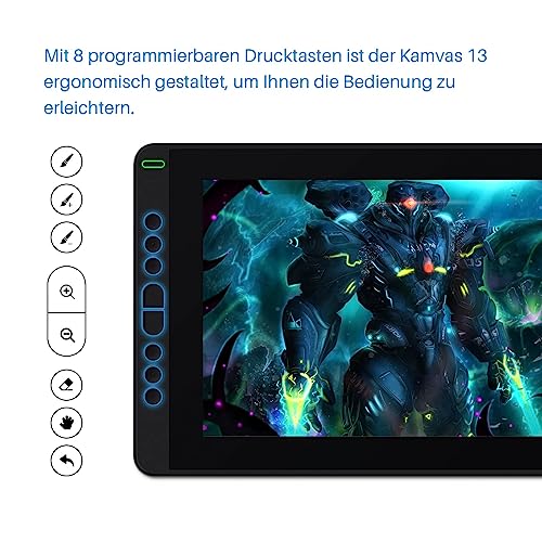 HUION Kamvas 13 Grafiktablett mit Display, 13,3 Zoll Volllaminatbildschirm Pen Display, 8...