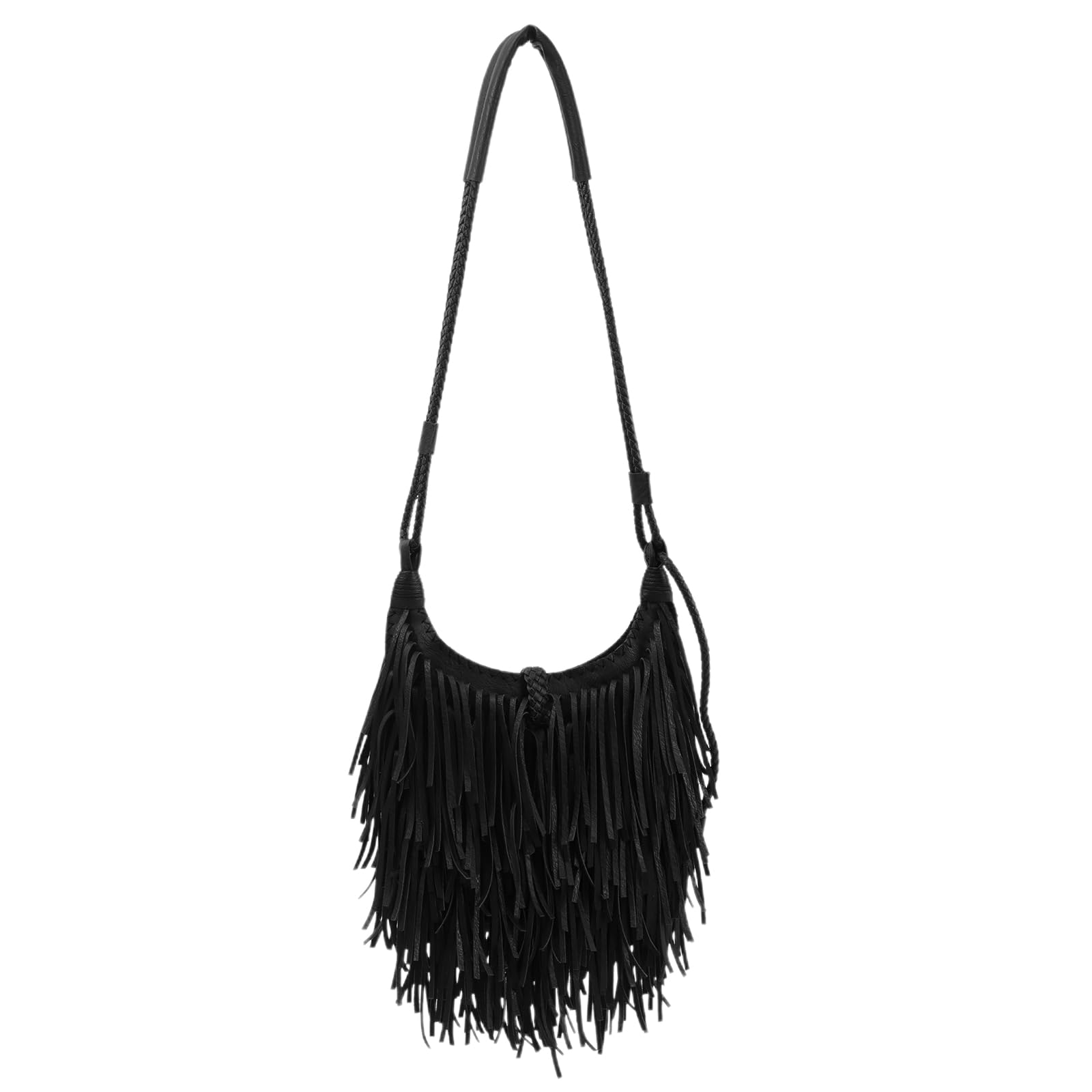 LUI SUIWomen's Faux Suede Leather Crossbody Handbag Fringe Tassel Hobo  Shoulder Bags Purses