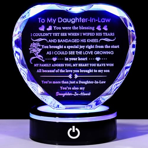 YWHL Daughter in Law Birthday Gifts with Colorful LED Base