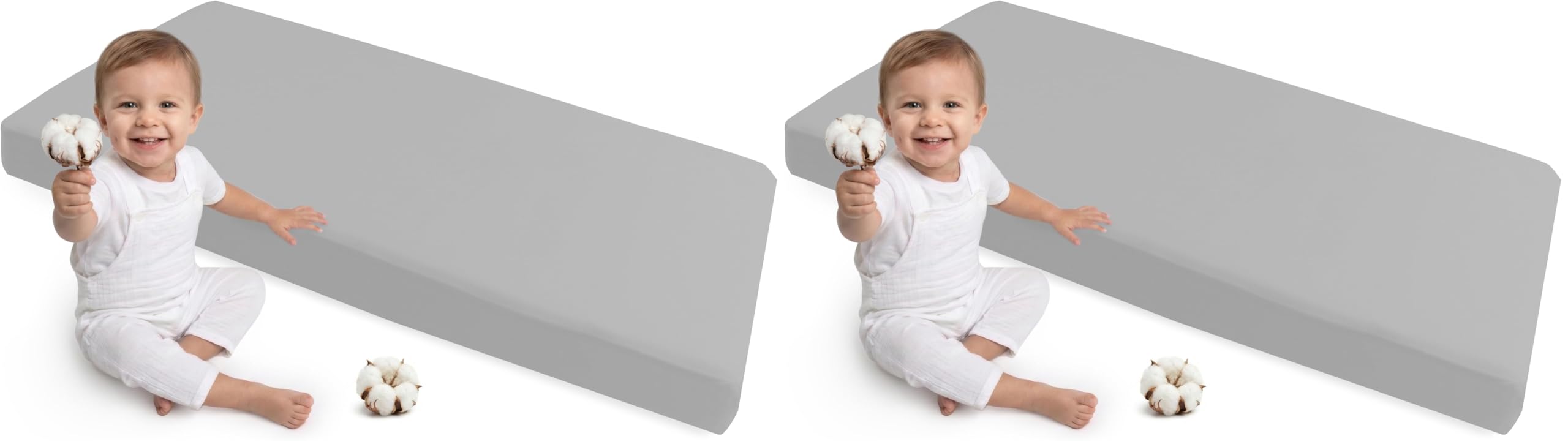 Drap housse 60x120 bébé matelas enfant coton drap lit gris lot de 2