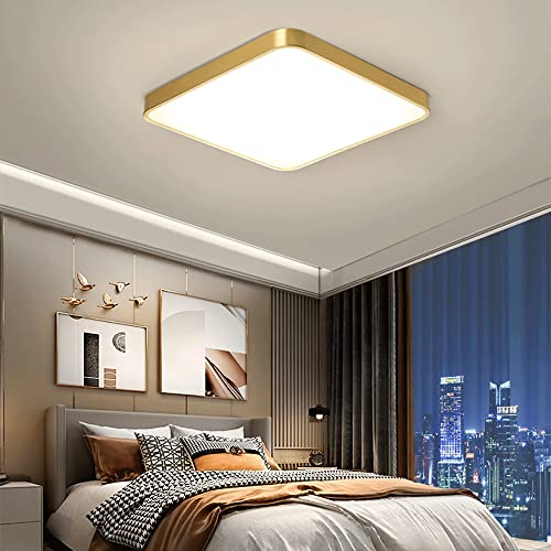Luces de techo LED regulables cuadradas de metal dorado para salones modernos 4