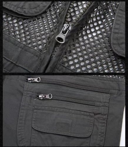 Daoba Sommer Outdoor Sport Weste Mesh Atmungsaktiv Safari Weste Mit Vielen Taschen Für Jagd Angeln Camping (Picture, EU M (Asia L))