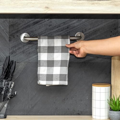 Porte-serviettes en acier inoxydable brossé Intirilife - Longueur 30cm - Diamètre 19mm - 7