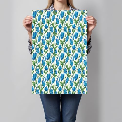 Tableau decoration murale salon tulipes bleues style pastoral bleu-vert pour chambre