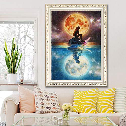 Diy 5D Diamond Painting Kit, Full Diamond Mermaid Seaside Embroidery Rhinestone Cross Stitch Arts Craft Supply For Home Wall Decor (Black) #TOP2