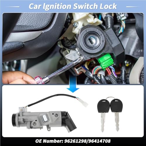 Cilindro de cerradura de encendido de coche con dos llaves código 96414708 2