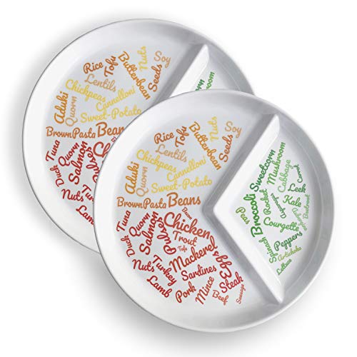 Placa de adelgazamiento dividida para un fácil control de las porciones (2)| Bellamente diseñado, control de porciones e ideas de alimentos para perder peso | Seguir fácilmente una dieta saludable