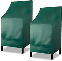 Vista 10 de RosieLily Fundas apilables de respaldo alto para taburetes de bar al aire libre, fundas impermeables para muebles de patio beige con asiento