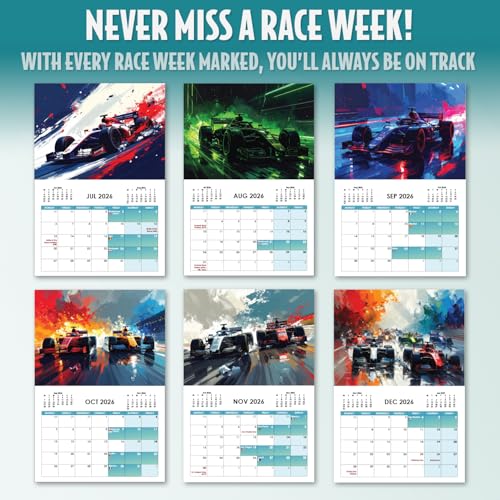 SC Products A4 F1 Calendar 2026 with Race Dates Formula 1 Gifts for Men | Abstract Formula 1 Calendar 2026 with Race Dates F1 Gifts for Men | Sports Car Motor Racing Presents for Him - Image 3
