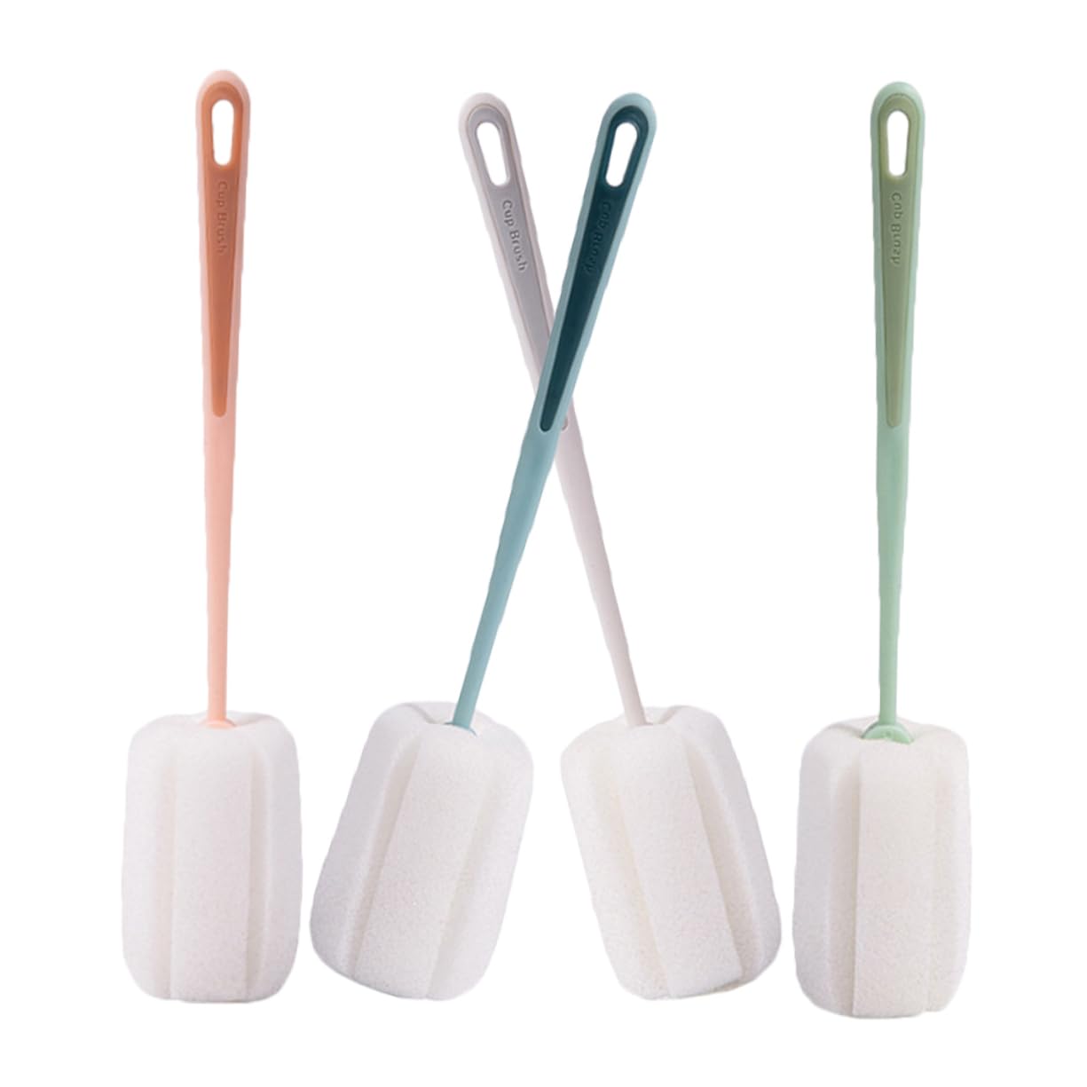 PRETYZOOM 20 Pz Pennello Con Tazza in Spugna a Manico Lungo Detergente Per Bottiglie D'acqua Strumento Di Pulizia Scovolino Da Cucina Pp Multifunzione Spazzola Per Bottiglie