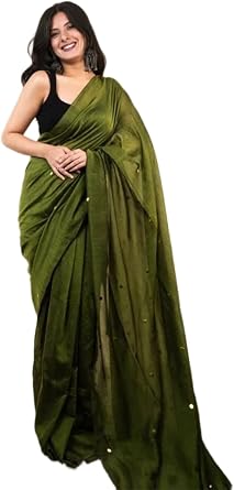 Mirraw Mirror Work Pure Cotton Saree