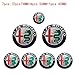 7pcs pour Alfa·Romeo Logo De Voiture, 74MM Capot De Capot + 40 MM Autocollant Emblème De Volant + 56 MM Emblème De Capuchon De Centre De Roue, pour GT Mito Giulietta Stelvio Giulia (Silver)