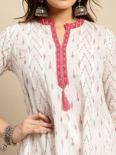 Image of rangita Women's Cotton Relaxed Fit Anarkali Calf Length Printed Kurti | Kurta
