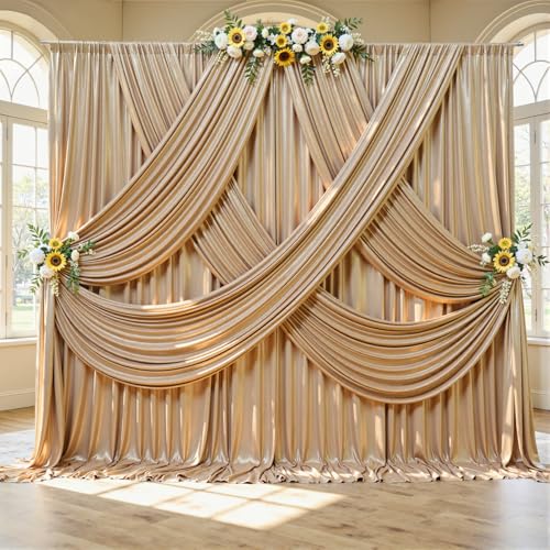 Dark Champagne Backdrop Curtain Glitter Shimmer Drape 10x10FT