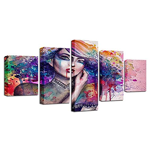 Toile Color woman 5 pièces une idée cadeau décoration moderne salon