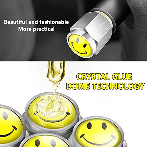 Smiley Face Locking Tire Valve Caps Anti Theft Design With Rubber Ring Decoration Accessories Thicken Brass Tire Valve Stem Caps Universal For Car/Suv/Bicycle/Truck/Motorcycle #TOP6