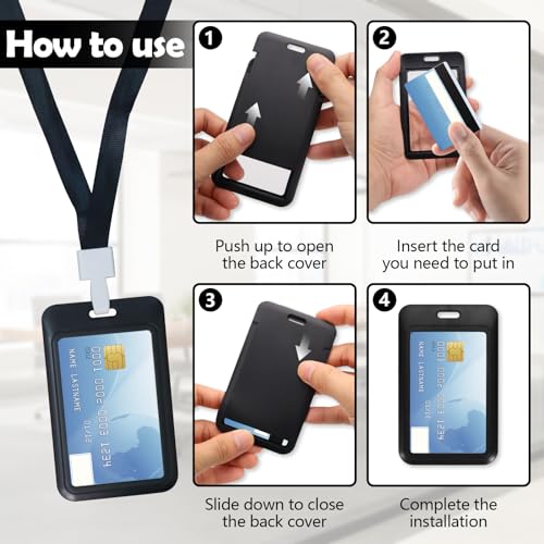 Porte-badge de bureau avec cordon étui rigide vertical lot de 10 - 4