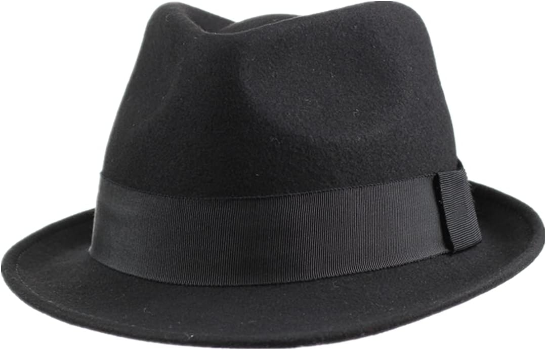 Home Prefer Men's Wool Felt Winter Hat Short Brim Fedora Hat - Image 3