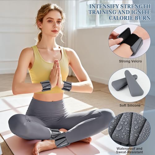 Image of BECOJADDE Ankle Weights Set of 2 (1 lb /2 lb /3 lb Each) Adjustable Wrist Weights for Women Men Wearable Arm Leg Weight for Pilates, Running, Walking, Workout, Yoga