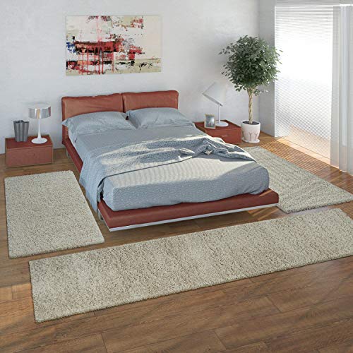 Paco Home Bettumrandung Läufer Shaggy Hochflor Langflor Teppich in Creme...