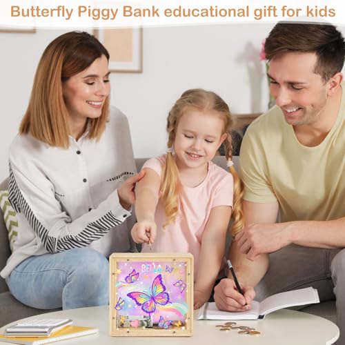 Image of MHJY Wooden Piggy Bank for Kids Personalizable DIY Coin Bank for Girls Boys