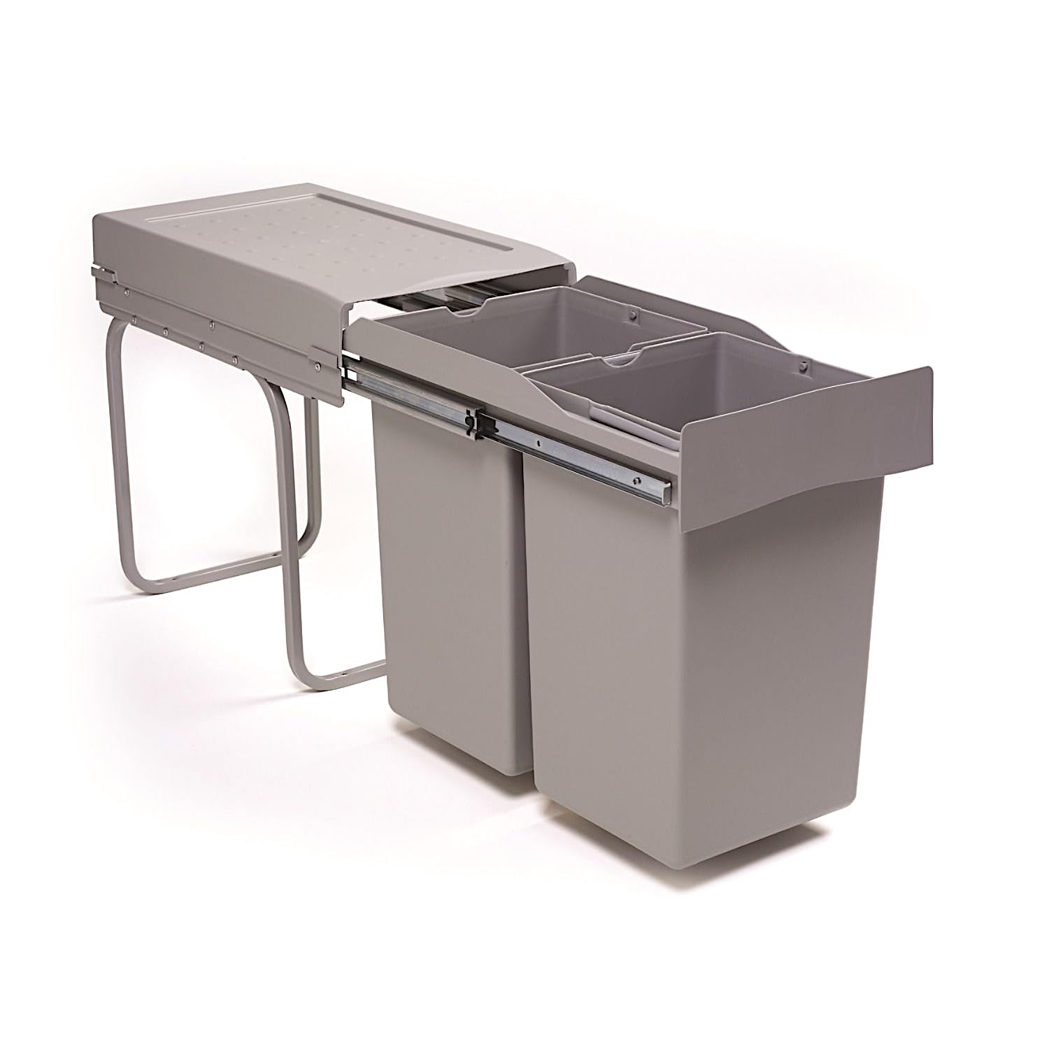 Victory Einbau-Abfallsammler Double-Man Deluxe 28 Liter in Alugrau Vollauszug Mülleimer