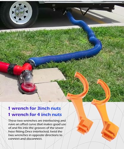 Image of SCUARI 2PCS Cleanout Plug Wrench, RV Sewer Hose Wrench, 3-Inch & 4-Inch, RV Accessories