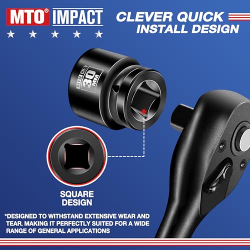 Image of MTO 1 /2 inch Drive 30mm Shallow Impact Socket, 6-Point Metric Socket for Automotive Maintaince, CR-V Steel Meets ANSI Standards