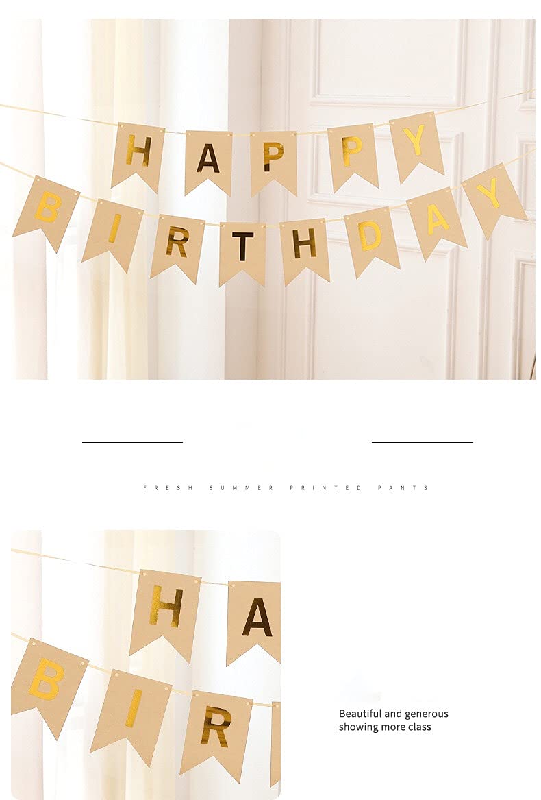 Ghirlanda Di Compleanno Per Bambini Con Bandierine Triangolari In Carta Kraft - Alles Gute Zum Geburtstag