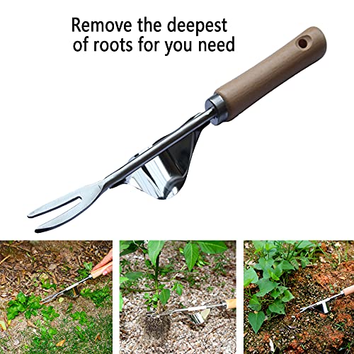 Xfjtech Hand Weeding Tool Garden Weed Puller - Stainless Leverage Base Creates Perfect Angle - Easy Weed Removal And Deeper Digging - V-Shaped Incision Manual Weeder For Vegetable Yard Lawn And Farm #TOP3