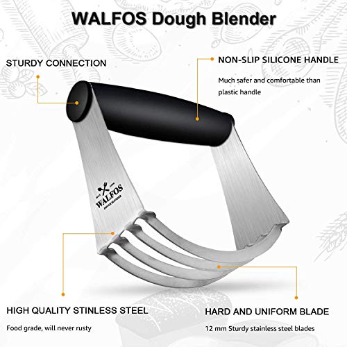 image for WALFOS Dough Blender, Multi-Purpose Pastry Cutter, Heavy Duty Stainles