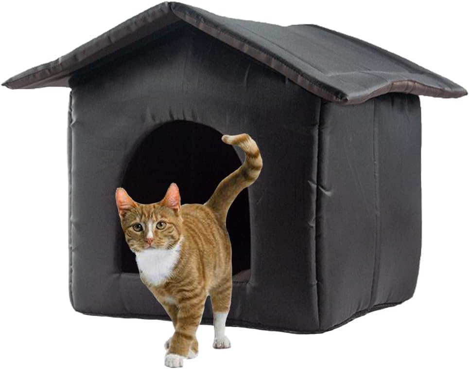 Feral Cat House for Outdoor Cat Insulated with Waterproof Roof Warm Cushion Weatherproof Protection Cat Dog Tent Stray Cat Shelter Pet House for Winter