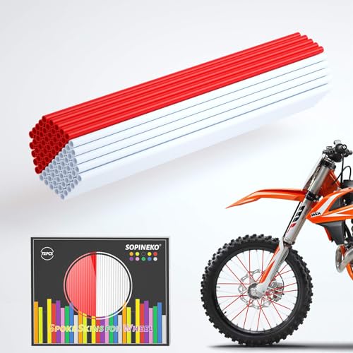 Image of 72Pcs Spoke Skins Covers Spoke Wraps Wheel Decoration for Motorcycle Bicycle Dirt Bike Wheelchair(Red & White)