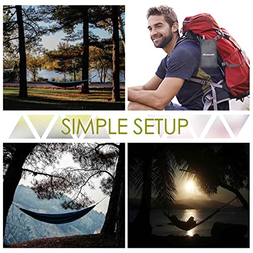 Giverare Camping Hammock, Portable Hammocks With 2 Tree Straps, Lightweight Nylon Parachute Hammocks For Hiking,Backpacking,Hunting,Outdoor,Beach,Camping-Blue & Grey #TOP5