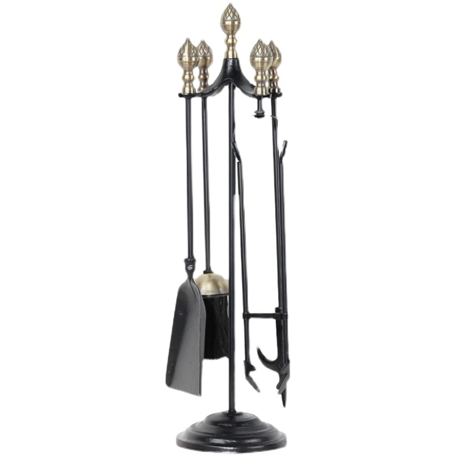 Attrezzo per Camino Set di Attrezzi per Camino Resistente, 5 Pezzi Set di Attrezzi per Camino Stufa per Camino in Ferro Battuto, Kit di Attrezzi per Braciere in Stile Classico, con