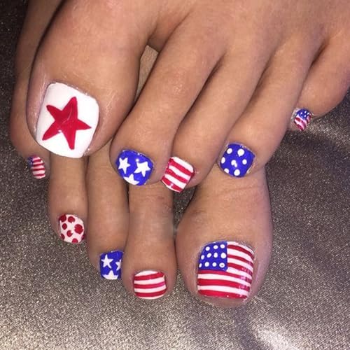 FOLONRAL Independence Day Press-on Toenails